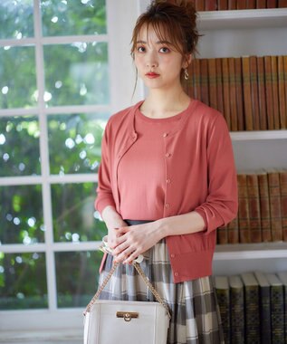 ANY SIS 【美人百花7月号掲載】ベーシッククルーネック カーディガン テラコッタ