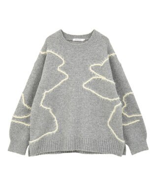 AMERICAN HOLIC ニュアンスライン柄ニットプルオーバー Gray Mixture