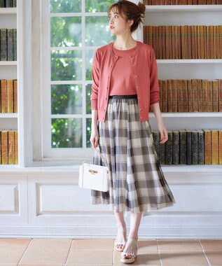 ANY SIS 【美人百花7月号掲載】ベーシッククルーネック カーディガン テラコッタ