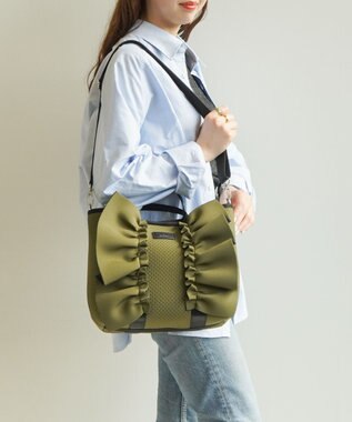 ACE BAGS & LUGGAGE JEWELNA by Jewelna Rose フリルトートバッグ 16205 軽量 2WAY ショルダーバッグ リボン カーキ