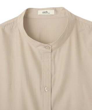 earth music&ecology スタンドカラーオーバーチュニックシャツ Beige