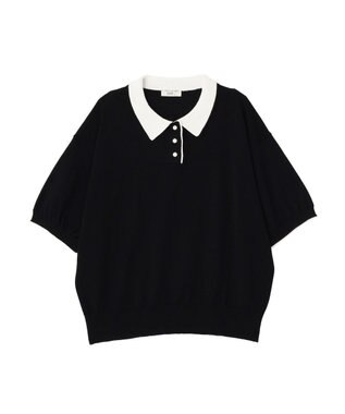 earth music&ecology バイカラーポロニット Black