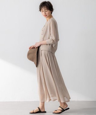 23区 L 【洗える】シャイニーシアーニット フレア スカート ベージュ系