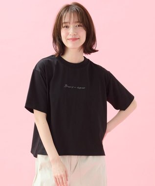 ANY L オーガビッツ刺繍ロゴＴシャツ ブラック