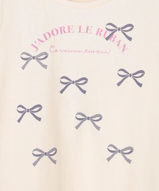 ANY KIDS 【WEB限定】7days プリント 長袖Tシャツ エクリュ×リボン