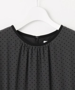 J.PRESS LADIES L 【洗える】ドットフロッキープリント ワンピース スレートベース系