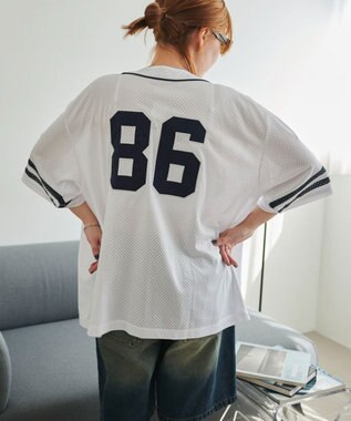 WEGO ベースボールメッシュビッグシャツ ホワイト