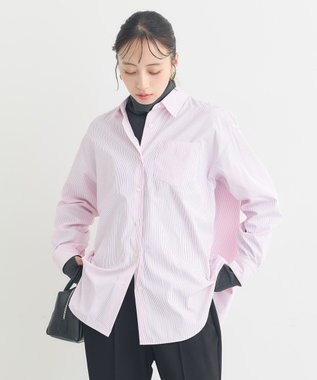 earth music&ecology スタンダードシャツ Stripe Pink