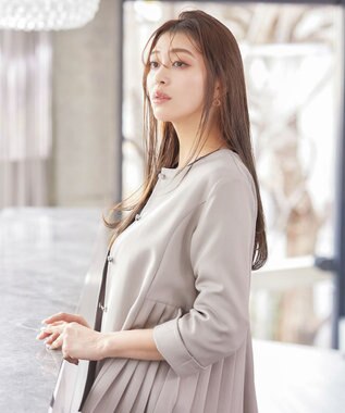 Tiaclasse L 【洗える】プリーツジャケット グレージュ