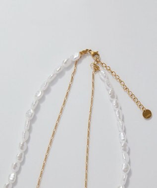 Phoebe 【限定セット】クラシカルパール×チェーン2連ネックレス×ワンタッチメタルフープミニピアス ゴールド