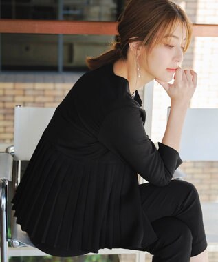 Tiaclasse L 【洗える】プリーツジャケット ブラック