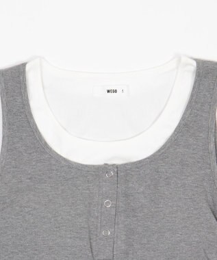 WEGO 【カップ付き】レイヤードデザインカップインタンク 杢グレー