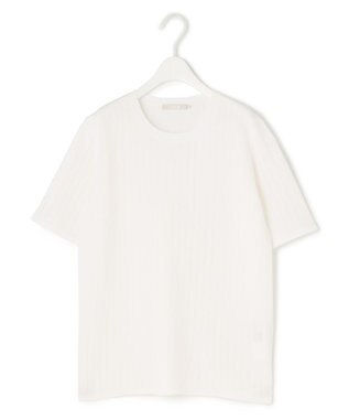 ICB 【洗える】 ストライプパターン ニットトップス オフホワイト系