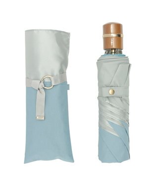 MOONBAT GRACY(グレイシー) 晴雨兼用日傘 折りたたみ傘 T/C&Pサテン Mix and Mach ナイルブルー×グレー