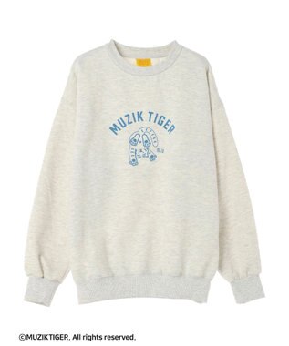 Green Parks ムジークタイガー／裏起毛プリントプルオーバー Oatmeal