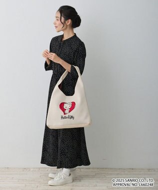 ROOTOTE 8489【A4サイズ収納】IP.ラウンド.ニット.ハローキティ-A 01：アイボリー