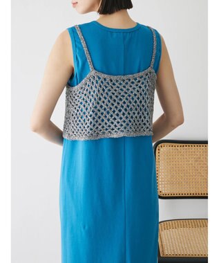 Green Parks ニットビスチェ付きカットソーワンピース Blue