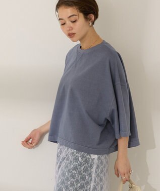 AMERICAN HOLIC ピグメント加工ミニ裏毛半袖プルオーバー Charcoal Gray