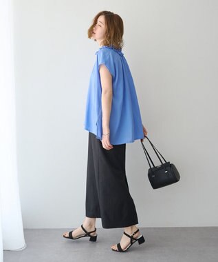 YECCA VECCA ギャザーリボンブラウス Blue
