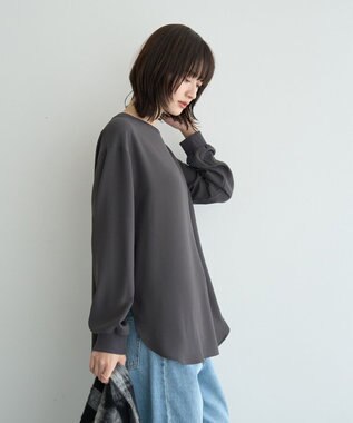 YECCA VECCA リブMIXジョーゼットブラウス Off White