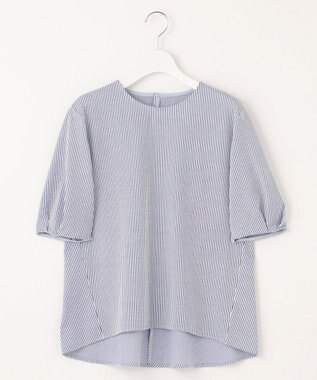 J.PRESS LADIES 【WEB限定カラーあり・抗菌消臭・吸水速乾】サッカージャージー 5分袖 ペプラム カットソー ブルー系1