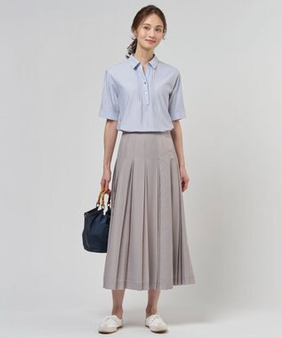 J.PRESS LADIES S エアリースパンボイル プリーツ スカート グレージュ系