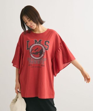 Green Parks ドッキングフレアスリーブロゴチュニック Red