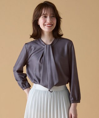 ANY 【洗濯機可能】プリントブラウス チャコール