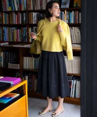 組曲 L 【手洗い可】フラッフィーファーニットジャケット イエロー系