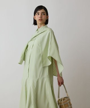GRACE CONTINENTAL ストライプシャツワンピース グリーン