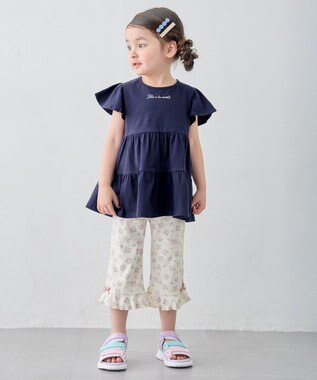 ANY KIDS 【洗濯機可能/接触冷感】ひんやり カットソーパンツ エクリュ（花柄）