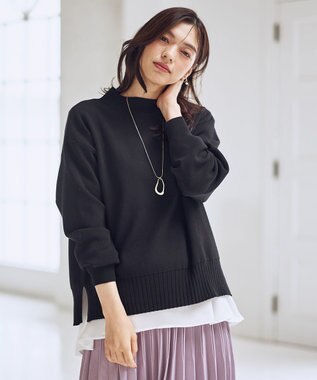 ANY L 【WEB限定】サテンコンビペプラムカットソー オフ