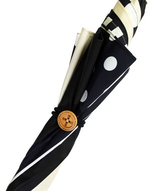 +RING レディース向け プラスリング 雨傘（長）60cm BLK/WHT T1401 黒