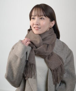 MOONBAT プラスムーンバット (+moonbat) カシミヤ100％無地ストール 洗える 190㎝×50㎝ ブラウン