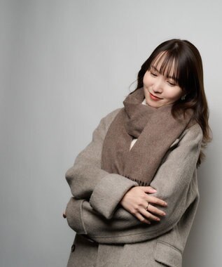 MOONBAT プラスムーンバット (+moonbat) カシミヤ100％無地ストール 洗える 190㎝×50㎝ ブラウン