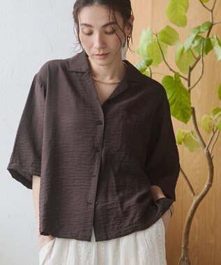 WEGO 【ANGIE VINTAGE】接触冷感開襟シャツ ブラウン