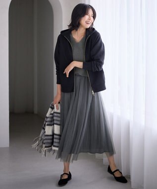 ANY ダブルジップパーカー ブラック