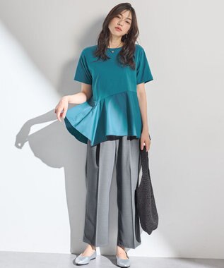 ANY L 【洗濯機可】コンビネーションイレヘムカットソー グリーン