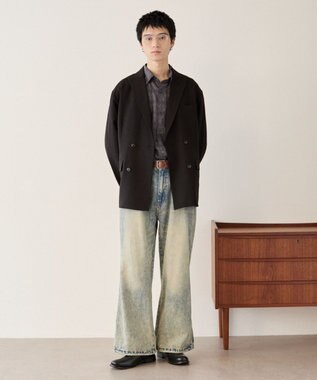 WEGO クリンクルチェックシャツ（LS） ブラックチェック1