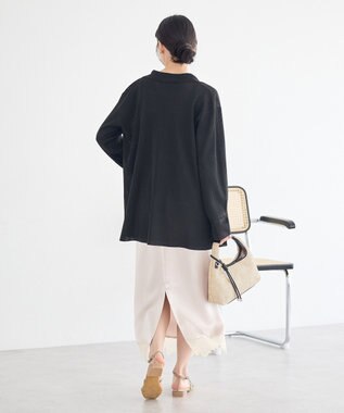 earth music&ecology テーラーカラーニットカーディガン Black