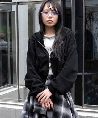 WEGO ショートZIPパーカー ブラック