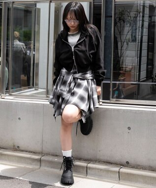 WEGO ショートZIPパーカー ブラック