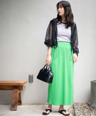 WEGO カラーリブイージーロングスカート グリーン