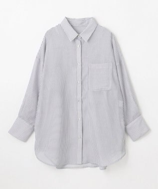 ANY L シアーストライプシャツ オフ×ブラック