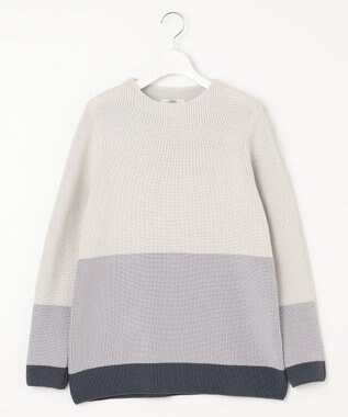 J.PRESS LADIES L 【洗える】CLEAR COTTON BLEND カラーブロック ニット ライトグレー系1