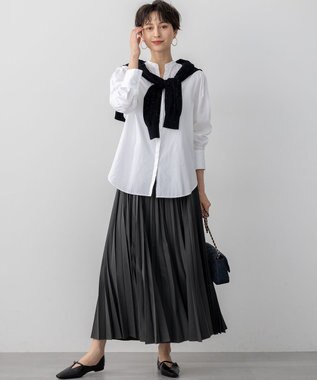 23区 L 【滝沢眞規子さん着用/mi-molletコラボ/洗える】CANCLINI デザイン シャツ [mi-molletコラボ]ホワイト系