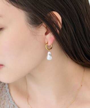 Phoebe 〈金属アレルギー対応〉バランスバロックパールフープイヤリング　ゴールド/ステンレス/大ぶり/存在感◎/主役級
