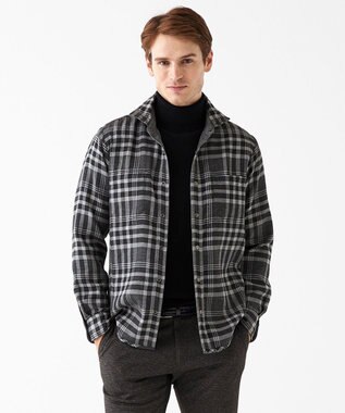 JOSEPH ABBOUD 【キングサイズ】リバーシブルチェック シャツ ブラック系