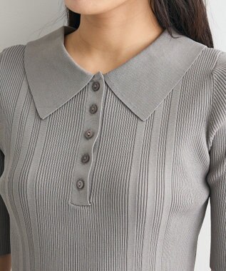 CRAFT STANDARD BOUTIQUE 半袖２ｗａｙリブポロニット Gray