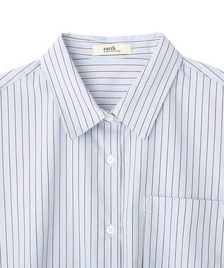 earth music&ecology スタンダードシャツ Stripe Blue
